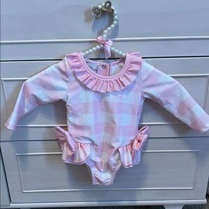 Pink and White Gingham toddler swimsuit